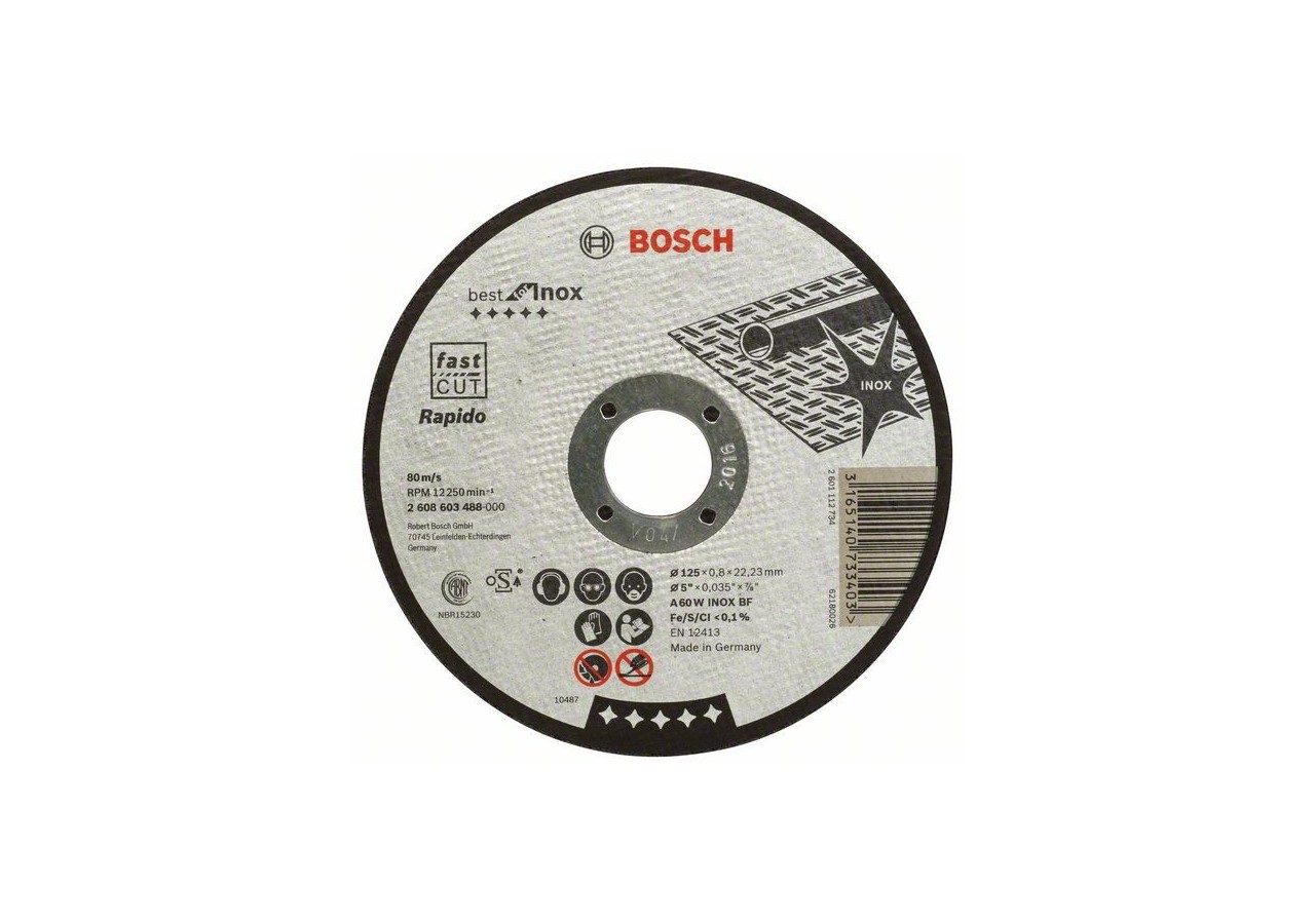 1 disque à tronçonner pour l'Inox Best for moyeu plat 125x0,8mm - 2608603488 - Bosch