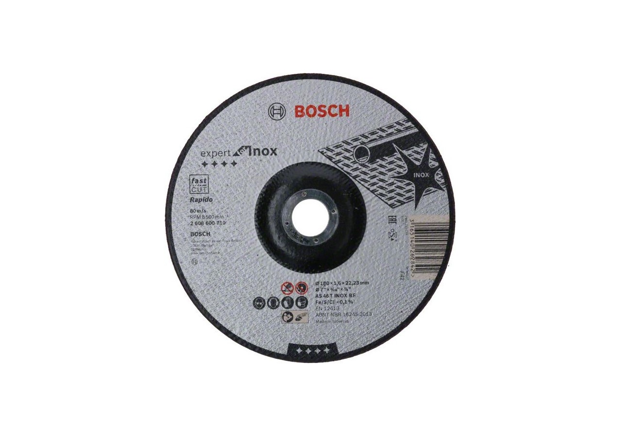 1 disque à tronçonner pour l'Inox Expert for moyeu déporté 180x1,6mm - 2608600710 - Bosch