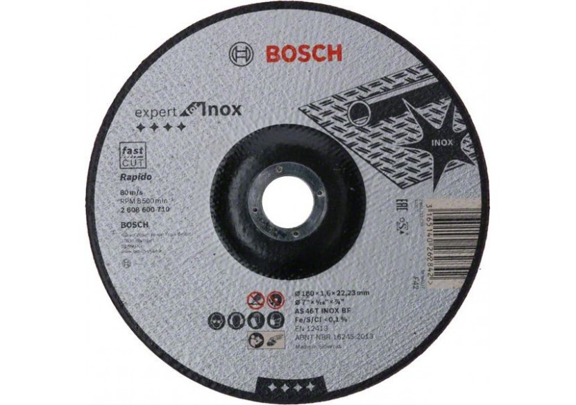 1 disque à tronçonner pour l'Inox Expert for moyeu déporté 180x1,6mm - 2608600710 - Bosch 1 disque à tronçonner pour l'Inox Expert for moyeu déporté 180x1,6mm - 2608600710 - Bosch