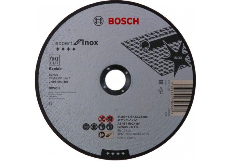 1 disque à tronçonner pour l'Inox Expert for moyeu plat 180x1,6mm - 2608603406 - Bosch