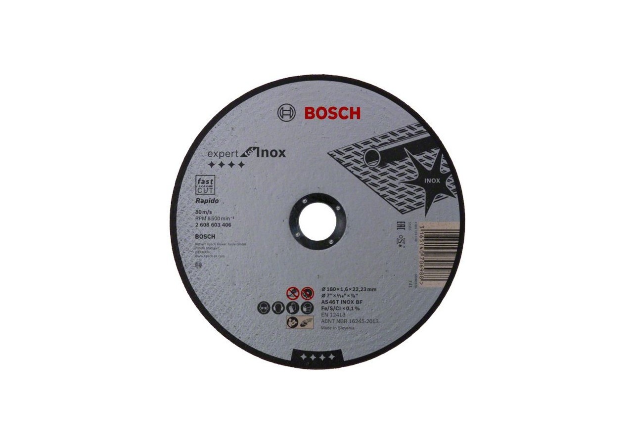 1 disque à tronçonner pour l'Inox Expert for moyeu plat 180x1,6mm - 2608603406 - Bosch