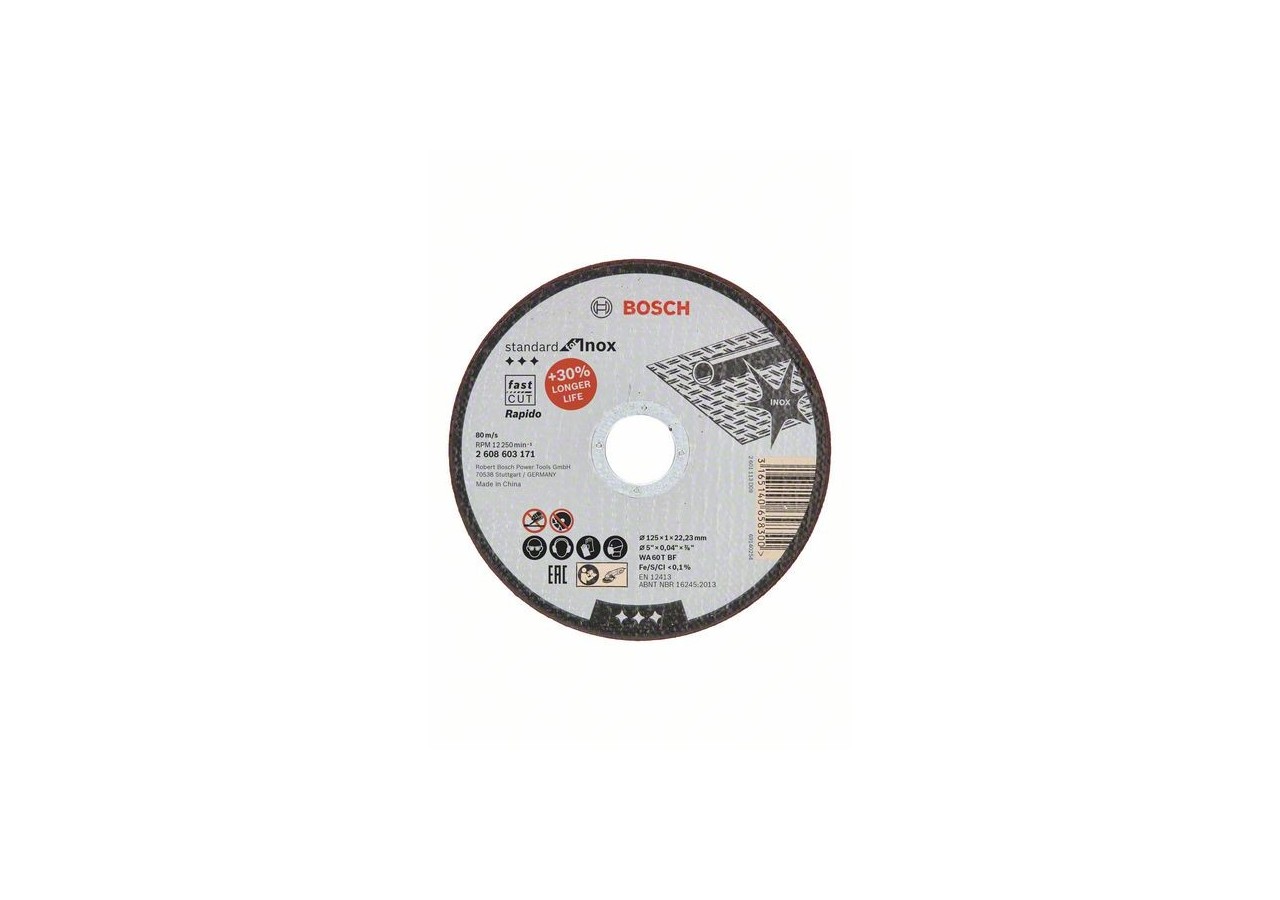 1 disque à tronçonner pour l'Inox Standard for moyeu plat 125x1mm - 2608603171 - Bosch