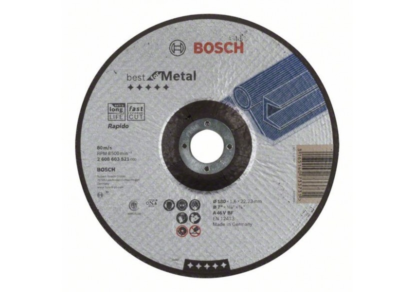 1 disque à tronçonner pour le Métal Best for moyeu déporté 180x1,6mm - 2608603521 - Bosch 1 disque à tronçonner pour le Métal Best for moyeu déporté 180x1,6mm - 2608603521 - Bosch