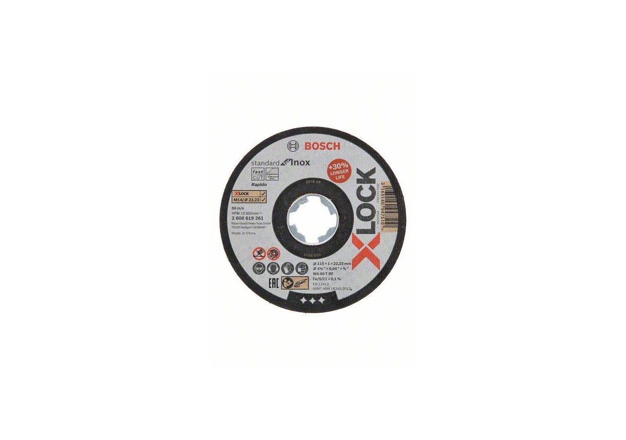 1 disque à tronçonner X-LOCK pour l'Inox standard 115x1 - 2608619261 - Bosch