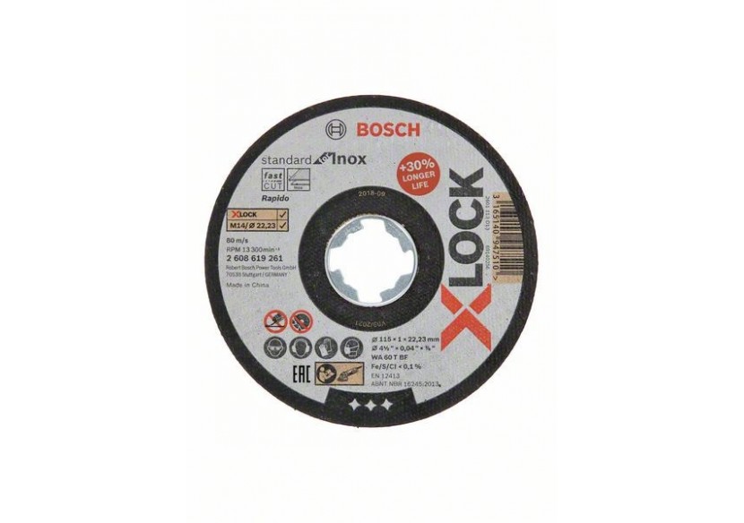 1 disque à tronçonner X-LOCK pour l'Inox standard 115x1 - 2608619261 - Bosch 1 disque à tronçonner X-LOCK pour l'Inox standard 115x1 - 2608619261 - Bosch