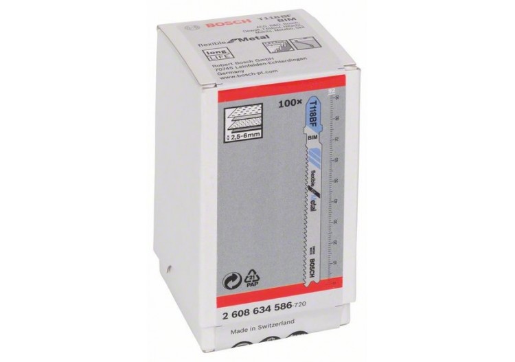 100 Lames scie sauteuse BIM Flexible Métal 92mm  Pas : 1,9-2,3mm T118BF - 2608634586 - Bosch 2
