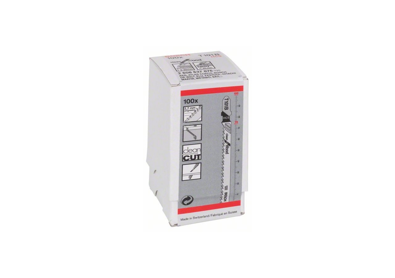100 Lames scie sauteuse HCS Clean Bois 100mm  Pas : 2,7mm T101B - 2608637876 - Bosch