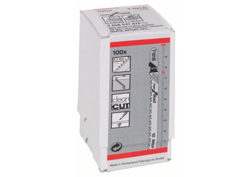 100 Lames scie sauteuse HCS Clean Bois 100mm  Pas : 2,7mm T101B - 2608637876 - Bosch 100 Lames scie sauteuse HCS Clean Bois 100mm  Pas : 2,7mm T101B - 2608637876 - Bosch