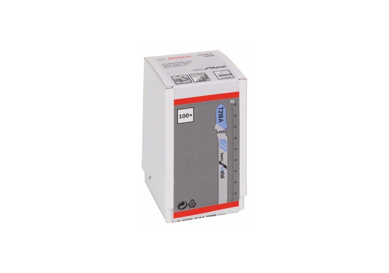 100 Lames scie sauteuse HSS Métal 92mm  Pas : 1,1-1,5mm T218A - 2608631706 - Bosch
