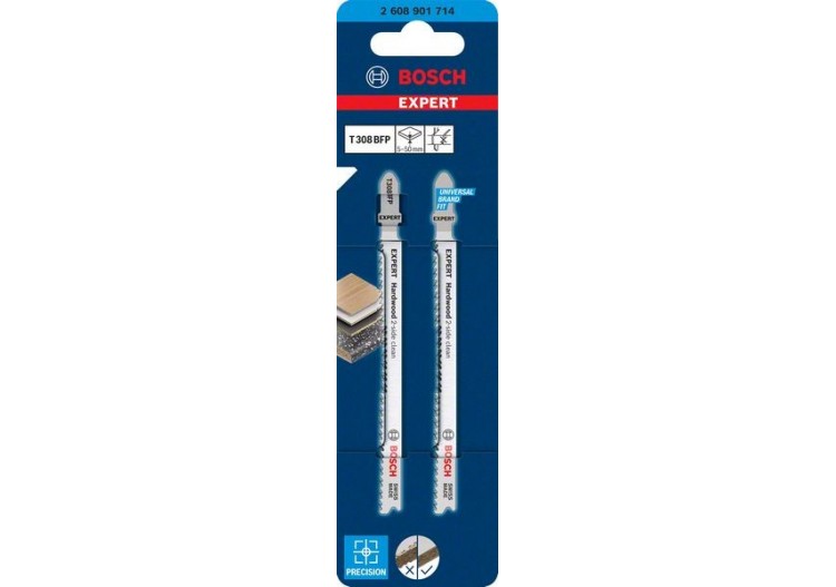 2 Lames scie sauteuse EXPERT BIM Sans éclat Bois dur 117mm T308BFP - 2608901714 - Bosch 2