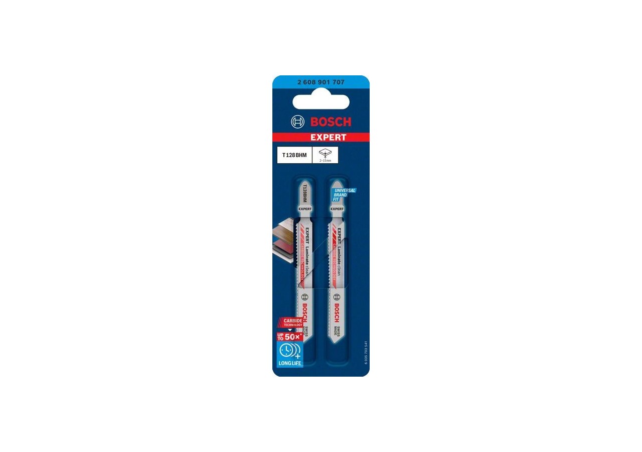 2 Lames scie sauteuse EXPERT Carbure Panneaux laminés 92mm T128BHM - 2608901707 - Bosch