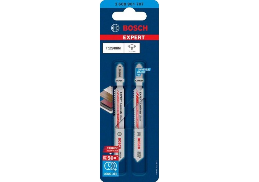 2 Lames scie sauteuse EXPERT Carbure Panneaux laminés 92mm T128BHM - 2608901707 - Bosch 2 Lames scie sauteuse EXPERT Carbure Panneaux laminés 92mm T128BHM - 2608901707 - Bosch