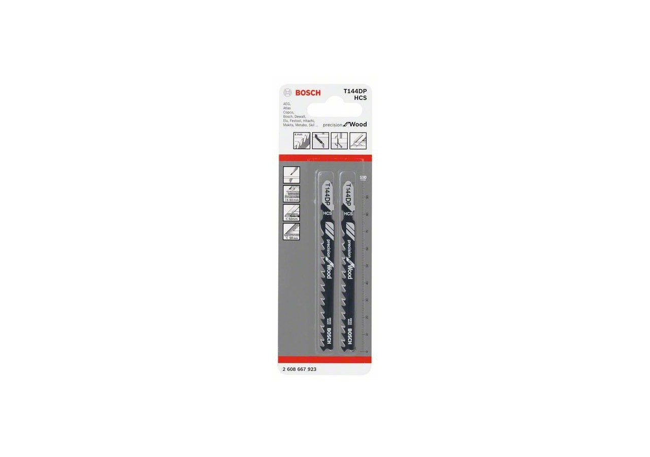 2 Lames scie sauteuse HCS Précision Bois 100mm  Pas : 4mm T144DP - 2608667923 - Bosch