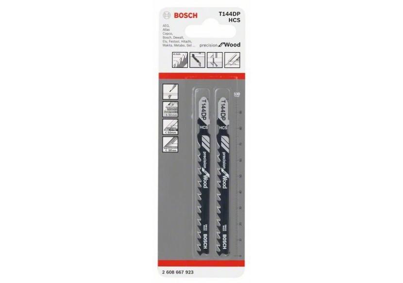 2 Lames scie sauteuse HCS Précision Bois 100mm  Pas : 4mm T144DP - 2608667923 - Bosch 2 Lames scie sauteuse HCS Précision Bois 100mm  Pas : 4mm T144DP - 2608667923 - Bosch