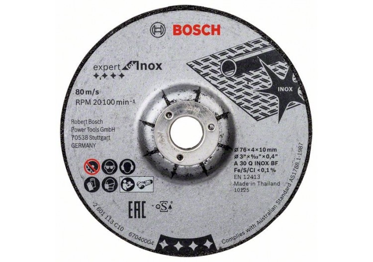 2 meules à ébarber 76 x 4 x 10 mm Expert for INOX A 30 Q INOX BF 76mm 4mm 10mm - 2608601705 - Bosch