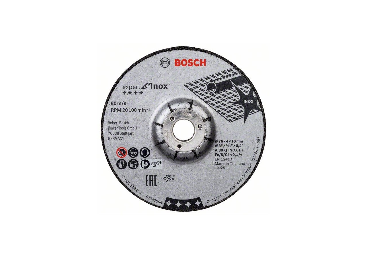 2 meules à ébarber 76 x 4 x 10 mm Expert for INOX A 30 Q INOX BF 76mm 4mm 10mm - 2608601705 - Bosch
