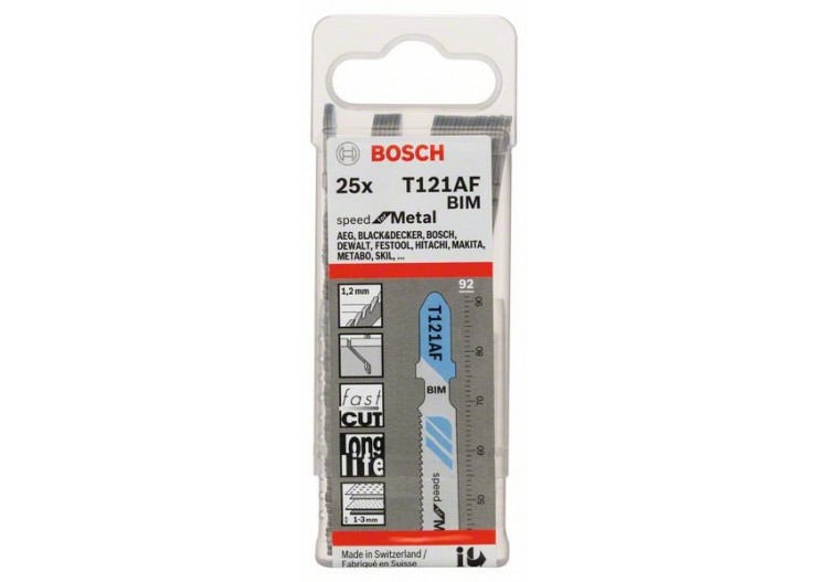 25 Lames scie sauteuse BIM Speed Métal 92mm  Pas : 1,2mm T121AF - 2608636700 - Bosch