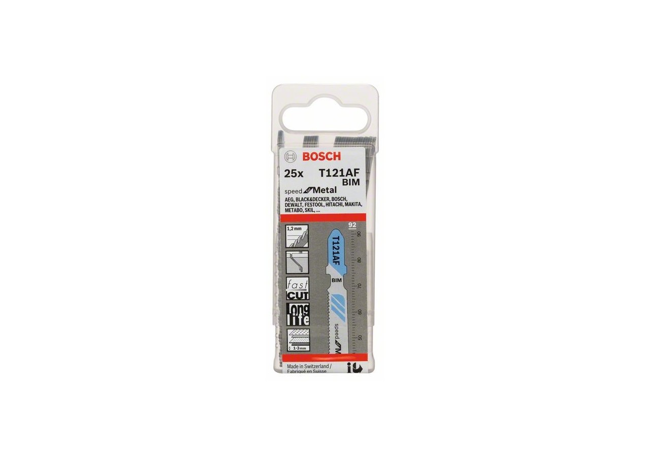 25 Lames scie sauteuse BIM Speed Métal 92mm  Pas : 1,2mm T121AF - 2608636700 - Bosch