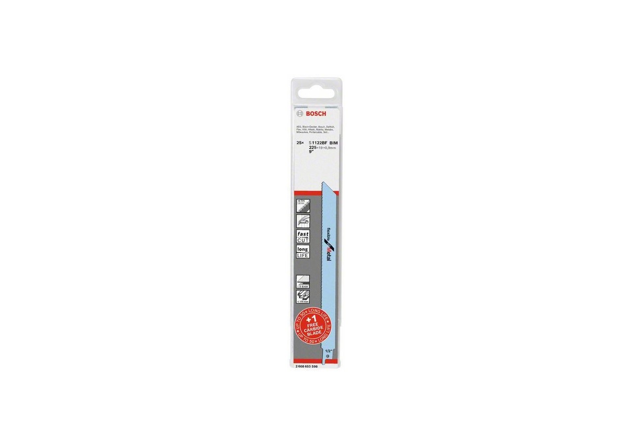 25 LSSabre BIM Métal 225mm S1122BF + 1 x S1155HHM Expert Medium-Metal GRATUITE - 2608653598 - Bosch