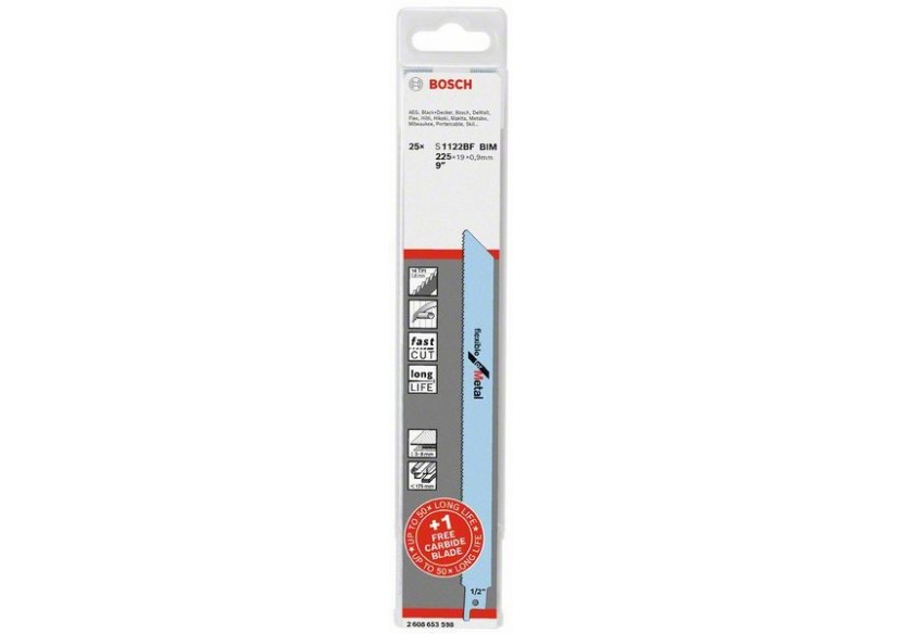 25 LSSabre BIM Métal 225mm S1122BF + 1 x S1155HHM Expert Medium-Metal GRATUITE - 2608653598 - Bosch 25 LSSabre BIM Métal 225mm S1122BF + 1 x S1155HHM Expert Medium-Metal GRATUITE - 2608653598 - Bosch