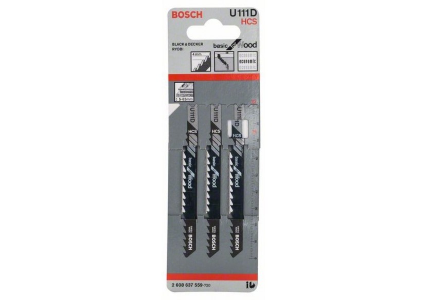 3 Lames scie sauteuse HCS Bois 92mm  Pas : 4mm U111D - 2608637559 - Bosch 3 Lames scie sauteuse HCS Bois 92mm  Pas : 4mm U111D - 2608637559 - Bosch