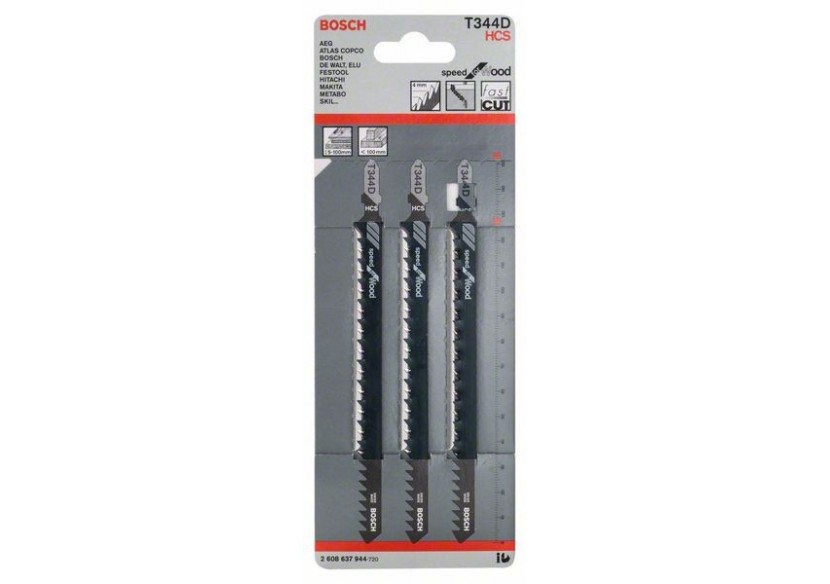 3 Lames scie sauteuse HCS Speed Bois 152mm  Pas : 4mm T344D - 2608637944 - Bosch 3 Lames scie sauteuse HCS Speed Bois 152mm  Pas : 4mm T344D - 2608637944 - Bosch