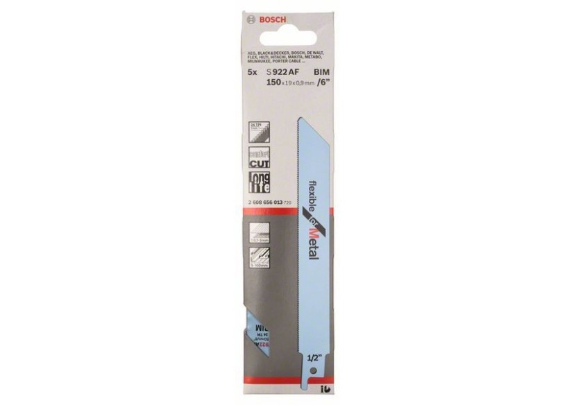 5 Lames scie sabre BIM Flexible Métal 150mm S922AF - 2608656013 - Bosch 5 Lames scie sabre BIM Flexible Métal 150mm S922AF - 2608656013 - Bosch