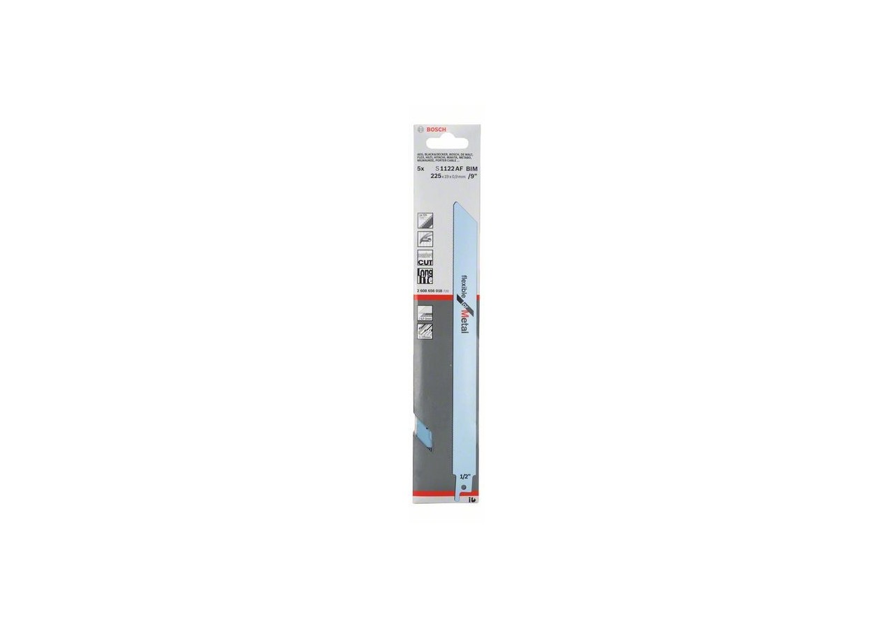 5 Lames scie sabre BIM Flexible Métal 225mm S1122AF - 2608656018 - Bosch
