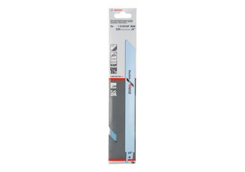 5 Lames scie sabre BIM Flexible Métal 225mm S1122AF - 2608656018 - Bosch 5 Lames scie sabre BIM Flexible Métal 225mm S1122AF - 2608656018 - Bosch