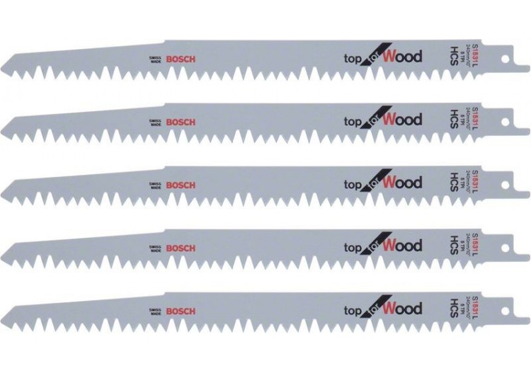 5 Lames scie sabre HCS Bois 240mm S1531L - 2608650676 - Bosch