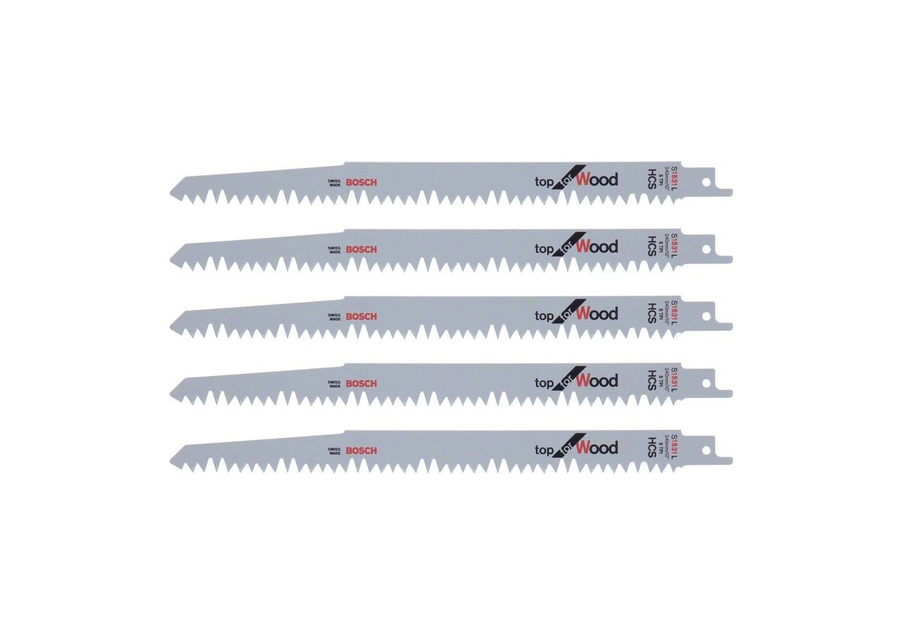 5 Lames scie sabre HCS Bois 240mm S1531L - 2608650676 - Bosch
