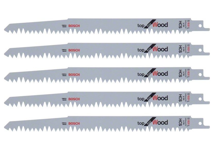 5 Lames scie sabre HCS Bois 240mm S1531L - 2608650676 - Bosch 5 Lames scie sabre HCS Bois 240mm S1531L - 2608650676 - Bosch