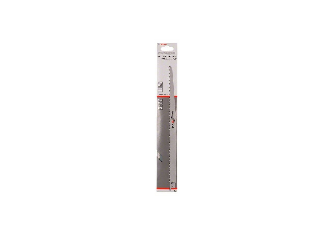 5 Lames scie sabre HCS Bois 300mm S1617K - 2608650679 - Bosch