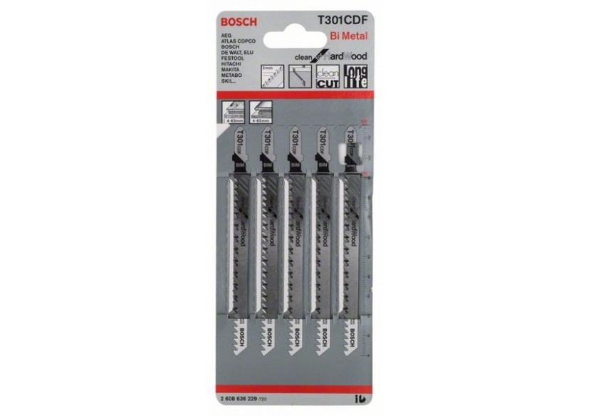 5 Lames scie sauteuse BIM Clean Bois dur 117mm  Pas : 3mm T301CDF - 2608636229 - Bosch 5 Lames scie sauteuse BIM Clean Bois dur 117mm  Pas : 3mm T301CDF - 2608636229 - Bosch
