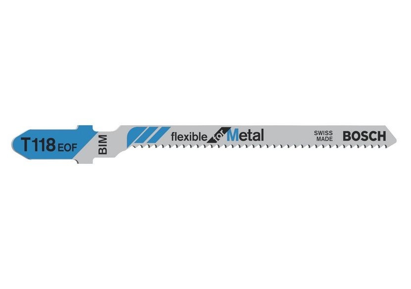 5 Lames scie sauteuse BIM Flexible Métal 83mm  Pas : 1,5mm T118EOF - 2608634237 - Bosch 5 Lames scie sauteuse BIM Flexible Métal 83mm  Pas : 1,5mm T118EOF - 2608634237 - Bosch