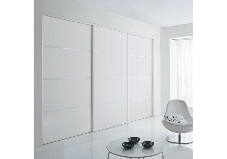 Façade de placard coulissante 3 portes Nordique blanc mat - Kazed : Confort'Mat 2