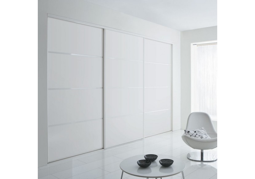 Façade de placard coulissante 3 portes Nordique blanc mat - Kazed : Confort'Mat