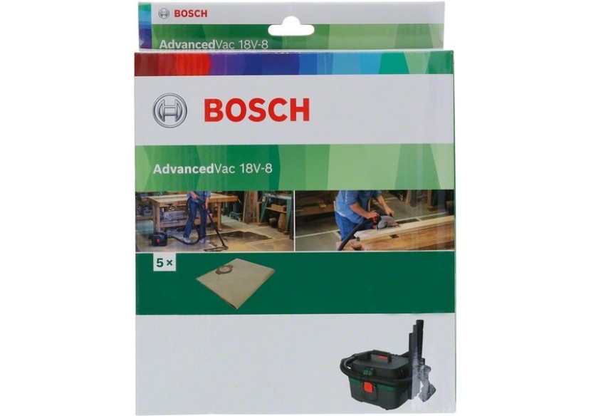 5 sacs papier pour AdvancedVAC18V - 2609256F68 - Bosch