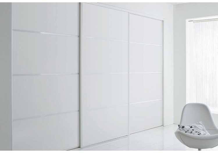 Façade de placard coulissante 3 portes Nordique blanc mat - Kazed : Confort'Mat