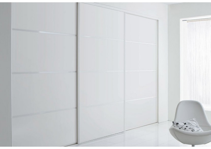 Façade de placard coulissante 3 portes Nordique blanc mat - Kazed : Confort'Mat