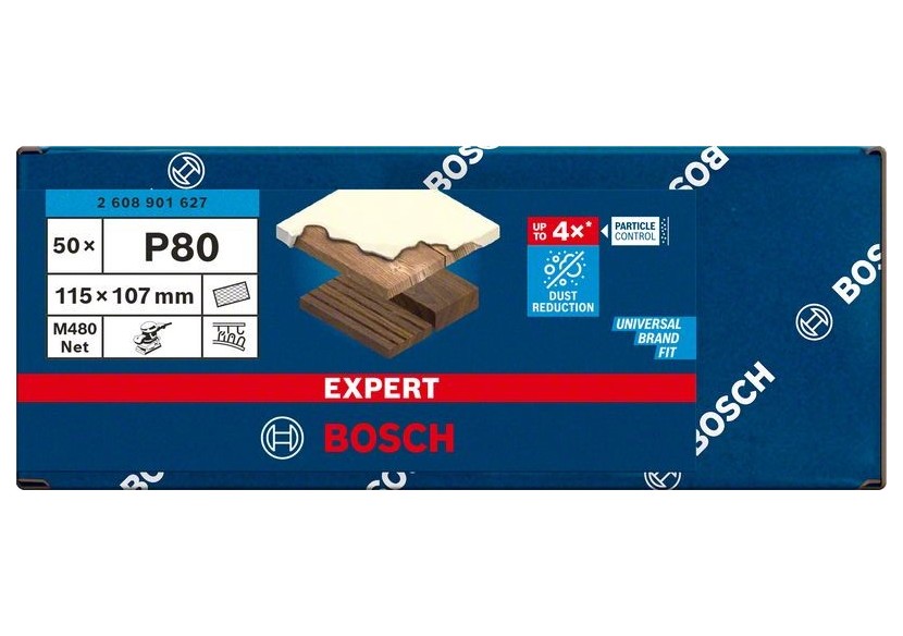 50 Feuilles abrasives EXPERT M480 115x107mm G80 - 2608901627 - Bosch