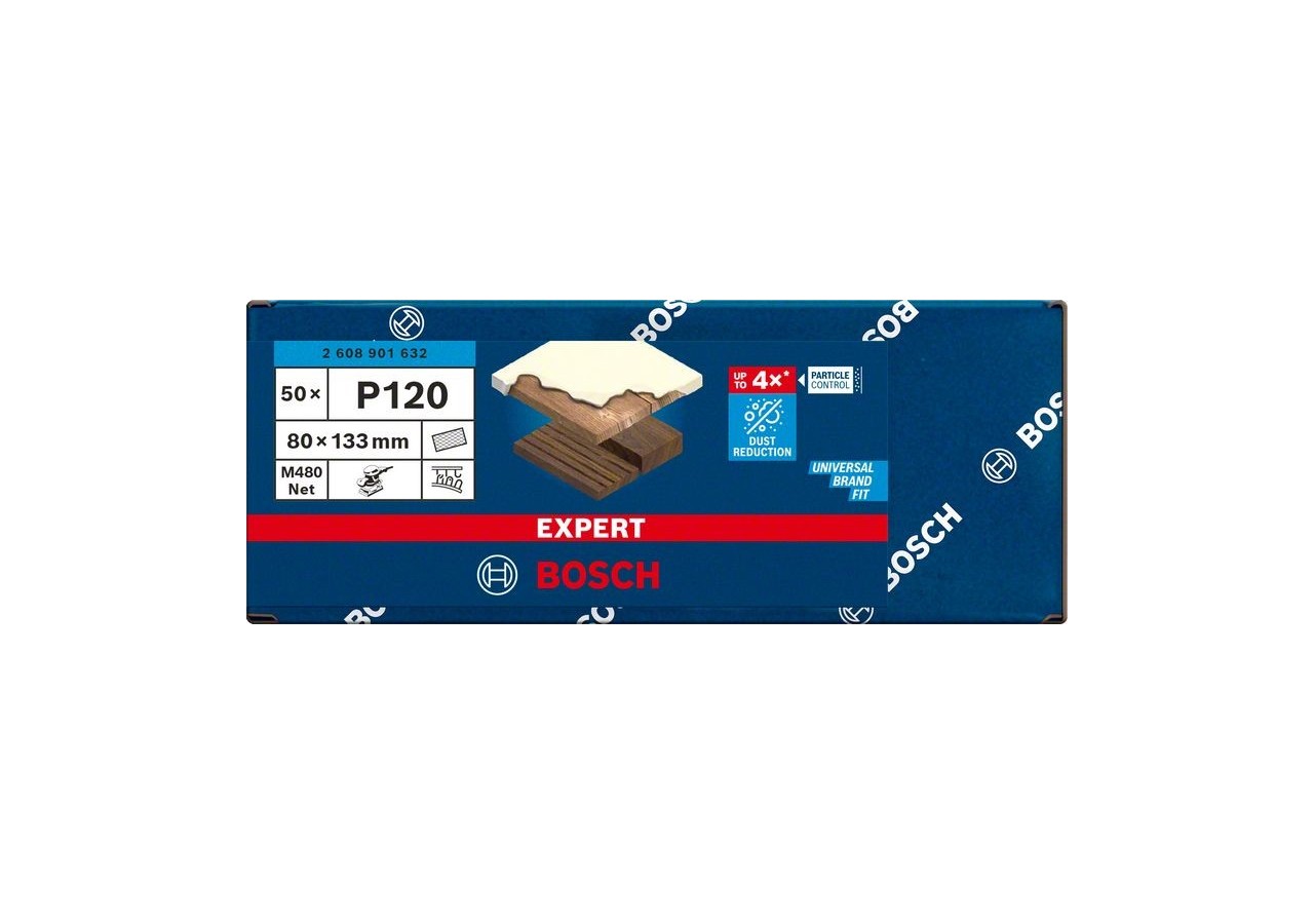 50 Feuilles abrasives EXPERT M480 80x133mm G120 - 2608901632 - Bosch