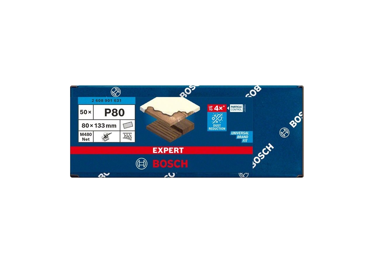 50 Feuilles abrasives EXPERT M480 80x133mm G80 - 2608901631 - Bosch
