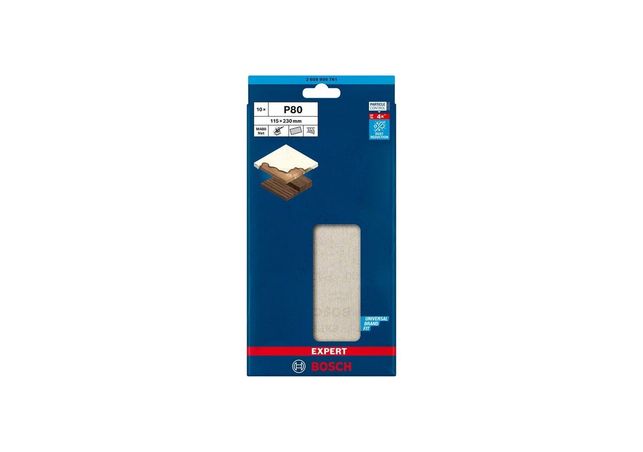 Abrasif réticulé Expert M480 pour ponceuses excentriques 115 x 230 mm, G 80 - 2608900761 - Bosch