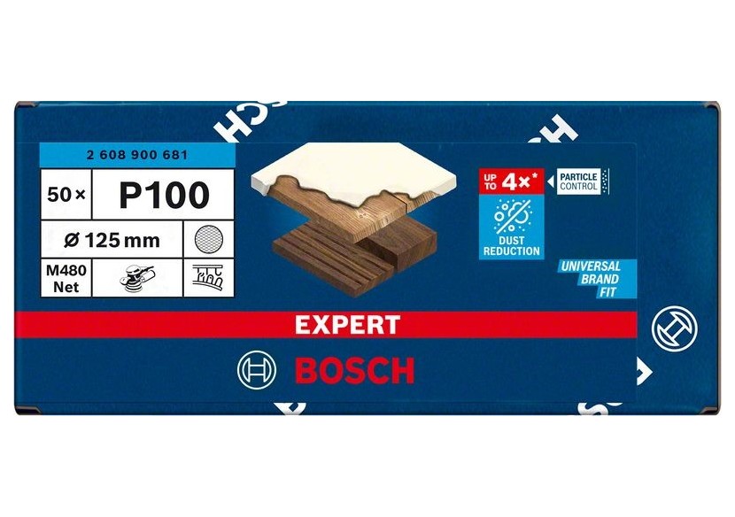 Abrasif réticulé Expert M480 pour ponceuses excentriques 125 mm, G 100 50 pces - 2608900681 - Bosch Abrasif réticulé Expert M480 pour ponceuses excentriques 125 mm, G 100 50 pces - 2608900681 - Bosch