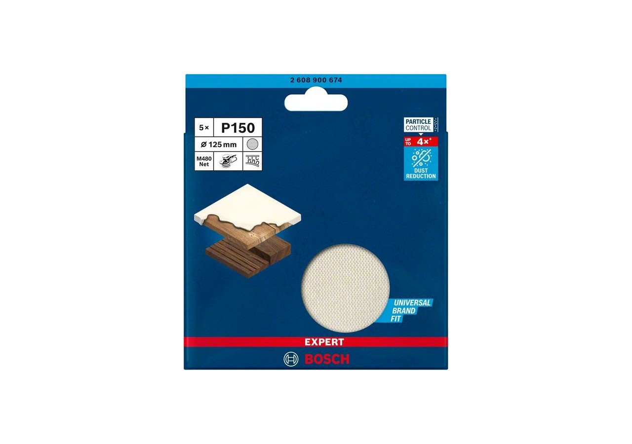 Abrasif réticulé Expert M480 pour ponceuses excentriques 125 mm, G 150 5 pces - 2608900674 - Bosch