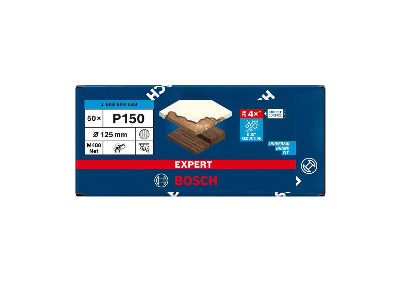 Abrasif réticulé Expert M480 pour ponceuses excentriques 125 mm, G 150 50 pces - 2608900683 - Bosch