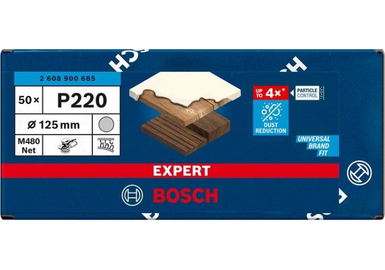 Abrasif réticulé Expert M480 pour ponceuses excentriques 125 mm, G 220 50 pces - 2608900685 - Bosch