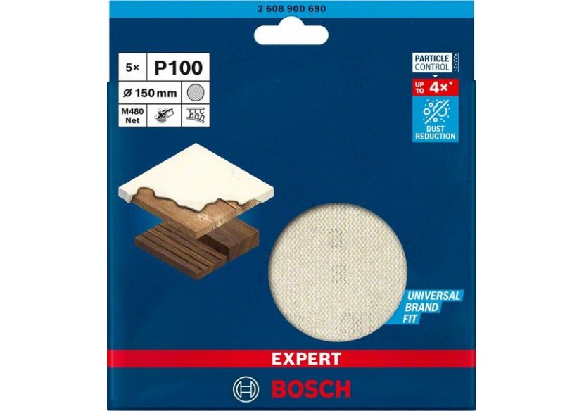 Abrasif réticulé Expert M480 pour ponceuses excentriques 150 mm, G 100 5 pces - 2608900690 - Bosch Abrasif réticulé Expert M480 pour ponceuses excentriques 150 mm, G 100 5 pces - 2608900690 - Bosch