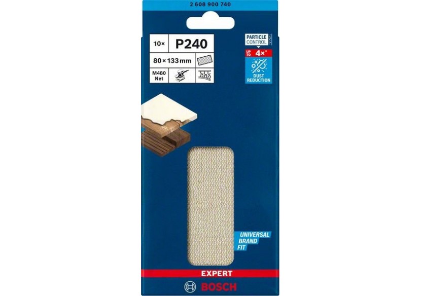 Abrasif réticulé Expert M480 pour ponceuses excentriques 80 x 133 mm, G 240 - 2608900740 - Bosch Abrasif réticulé Expert M480 pour ponceuses excentriques 80 x 133 mm, G 240 - 2608900740 - Bosch